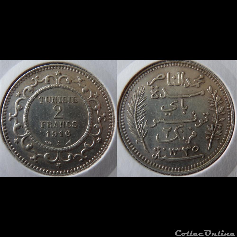 Tunisie 2 Francs 1916A monnaie france colony tunisie 2 francs 1916a