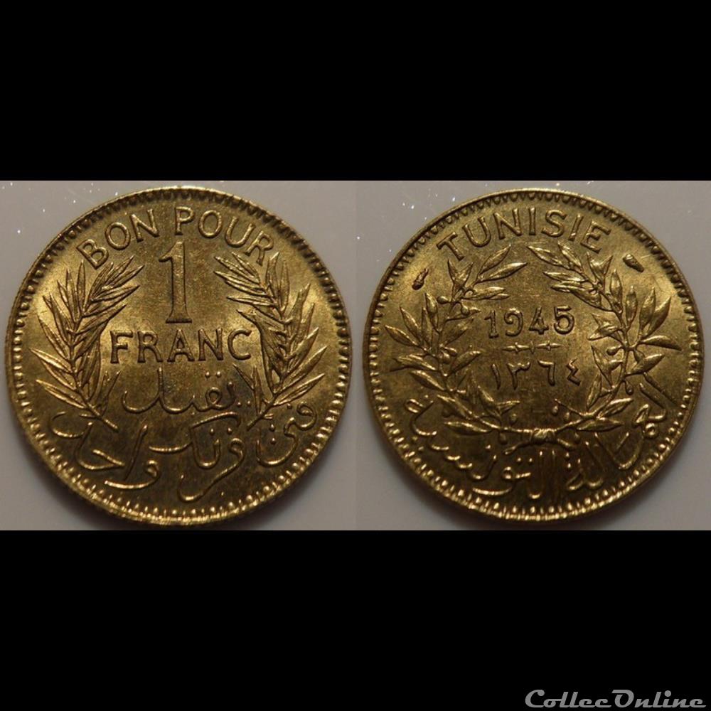 Tunisie 1 Franc 1945 Aile monnaie france colony tunisie 1 franc 1945 aile