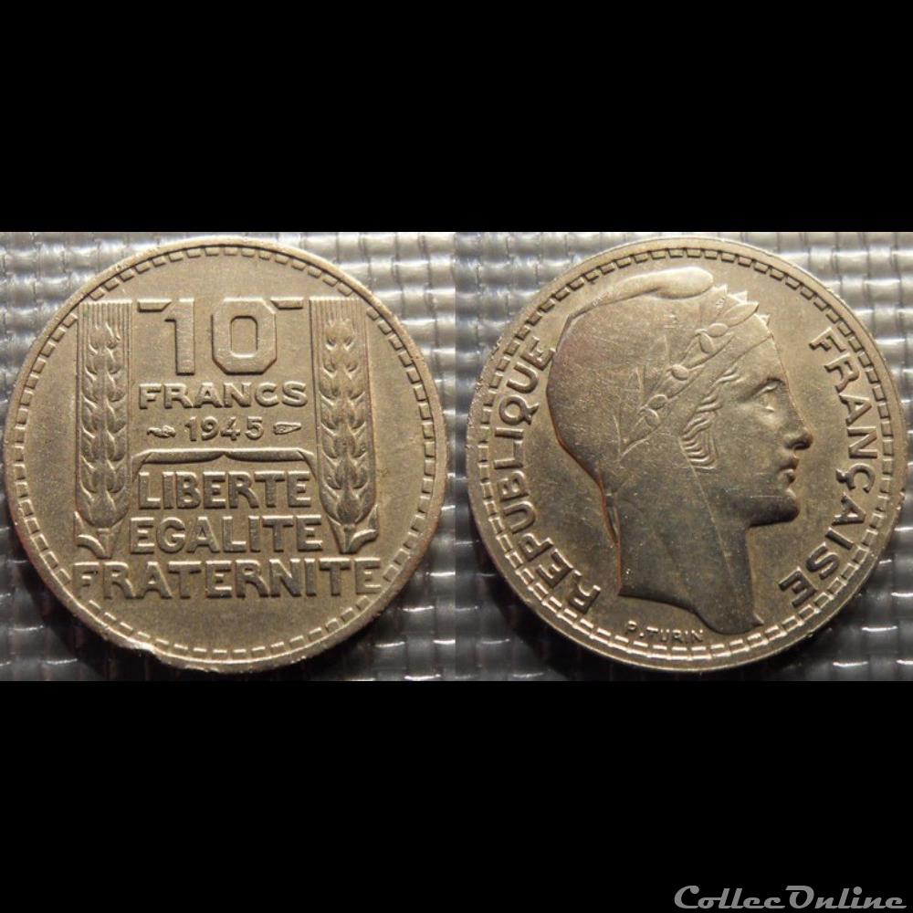 Lc 10 francs Turin grosse tête rameaux courts 1945 26mm 7g monnaie france moderne lc 10 francs turin grosse tete rameaux courts 1945 26mm 7g