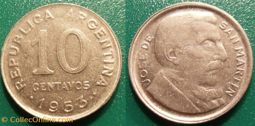 10 Centavos 1953 monnaie monde argentine 10 centavos 1953