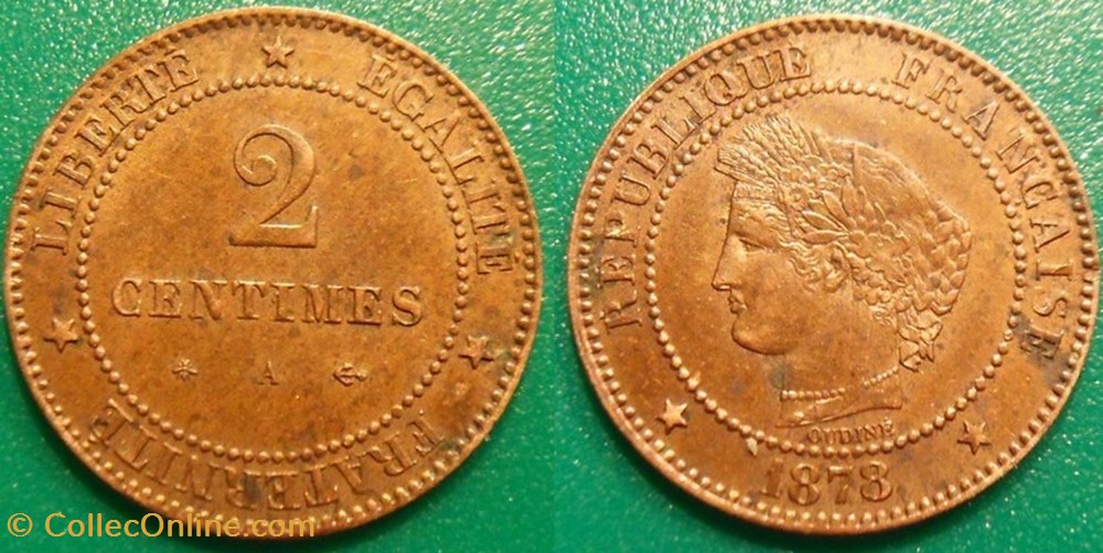 J-Troisième République 2 Centimes Céres 1878 petit A monnaies france modernes j troisieme republique 2 centimes ceres 1878 petit a