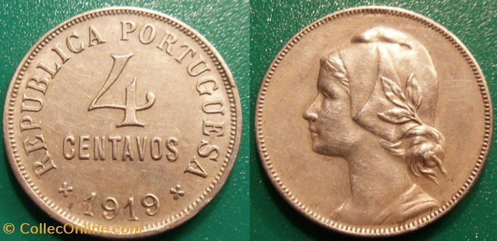 4 Centavos 1919 monnaie monde portugal 4 centavos 1919