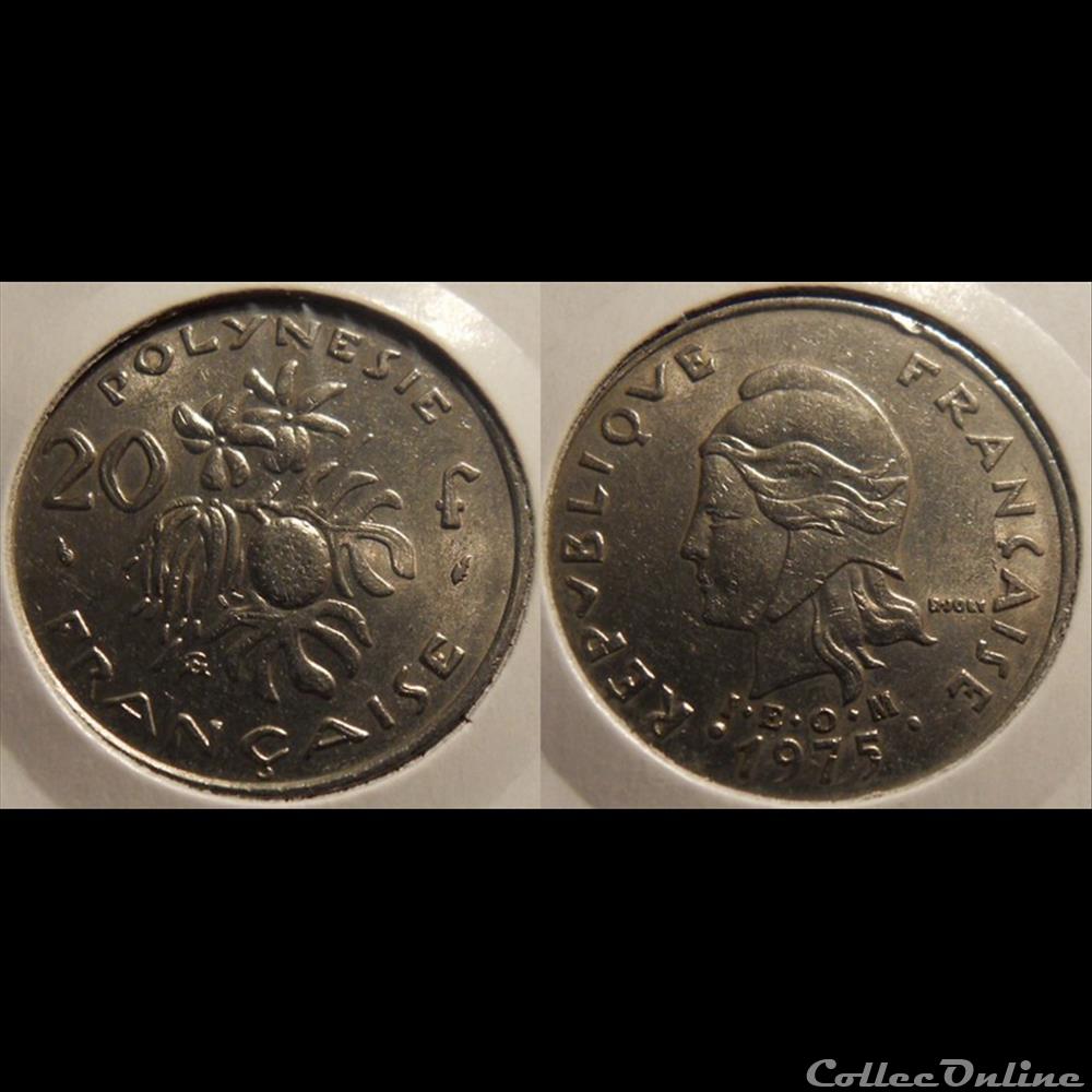 Polynésie Française 20 Francs I•E•O•M• 1975 dauphin monnaie france colony polynesie francaise 20 francs i e o m 1975 dauphin
