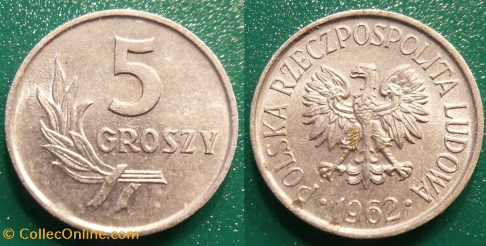 5 Groszy 1962 monnaie monde pologne 5 groszy 1962