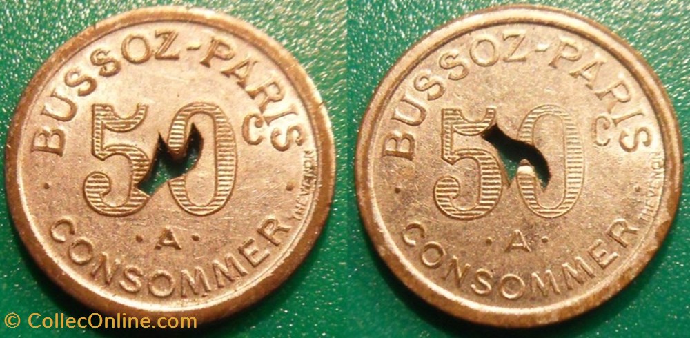 fb- Bussoz - Jeton à consommer 50 C. Paris monnaies paranumismatique jetons poids fb bussoz jeton a consommer 50 c paris