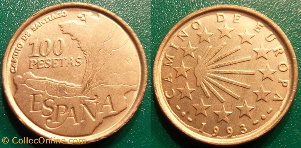 100 Pesetas 1993 Pèlerinage de Compostelle monnaie monde espagne 100 pesetas 1993 pelerinage de compostelle