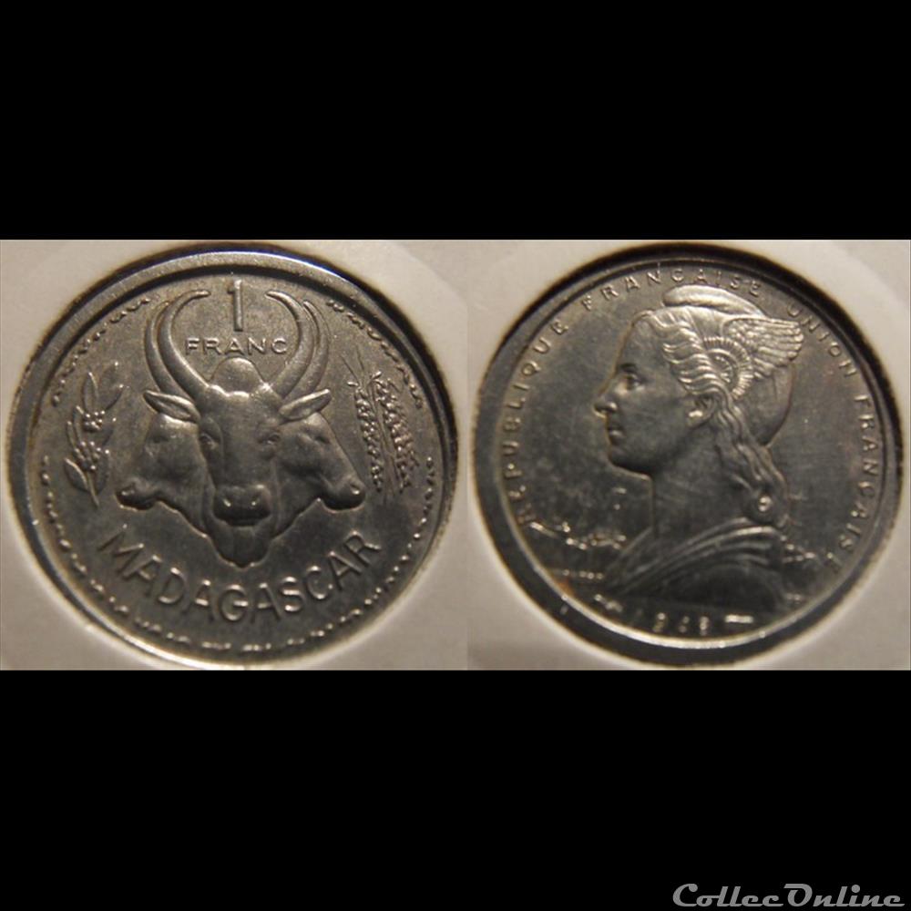 monnaie france colony madagascar 1 franc union francaise 1948