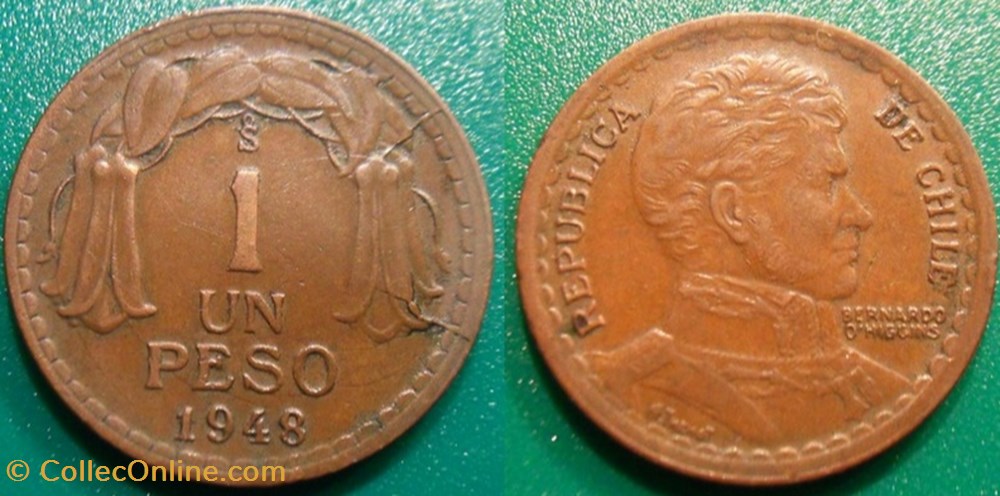 1 Peso 1948 monnaie monde chili 1 peso 1948
