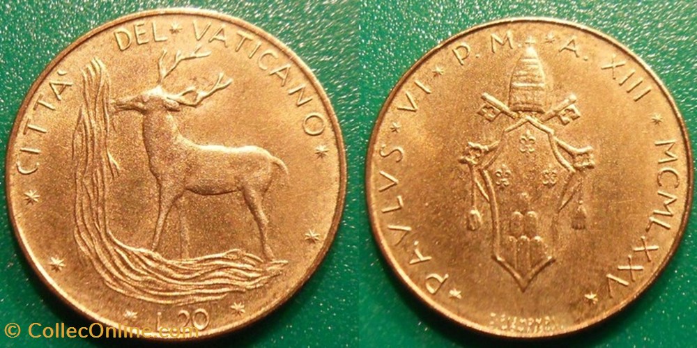20 Lires 1975 Paul VI monnaie monde vatican 20 lires 1975 paul vi