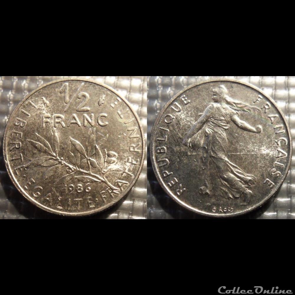 Gl 1/2 franc semeuse 1986 19.5mm 4.5g monnaie france moderne gl 1 2 franc semeuse 1986 19 5mm 4 5g