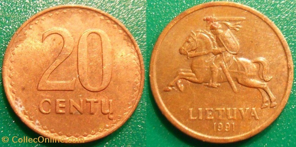 20 Centu 1991 monnaie monde lituanie 20 centu 1991