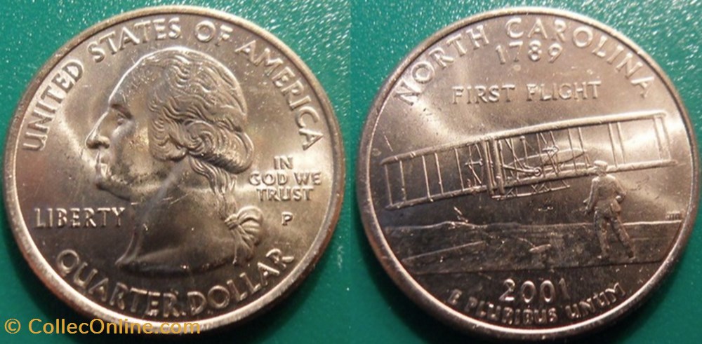1/4 dollar 2001 P North Carolina monnaie monde etat uni 1 4 dollar 2001 p north carolina