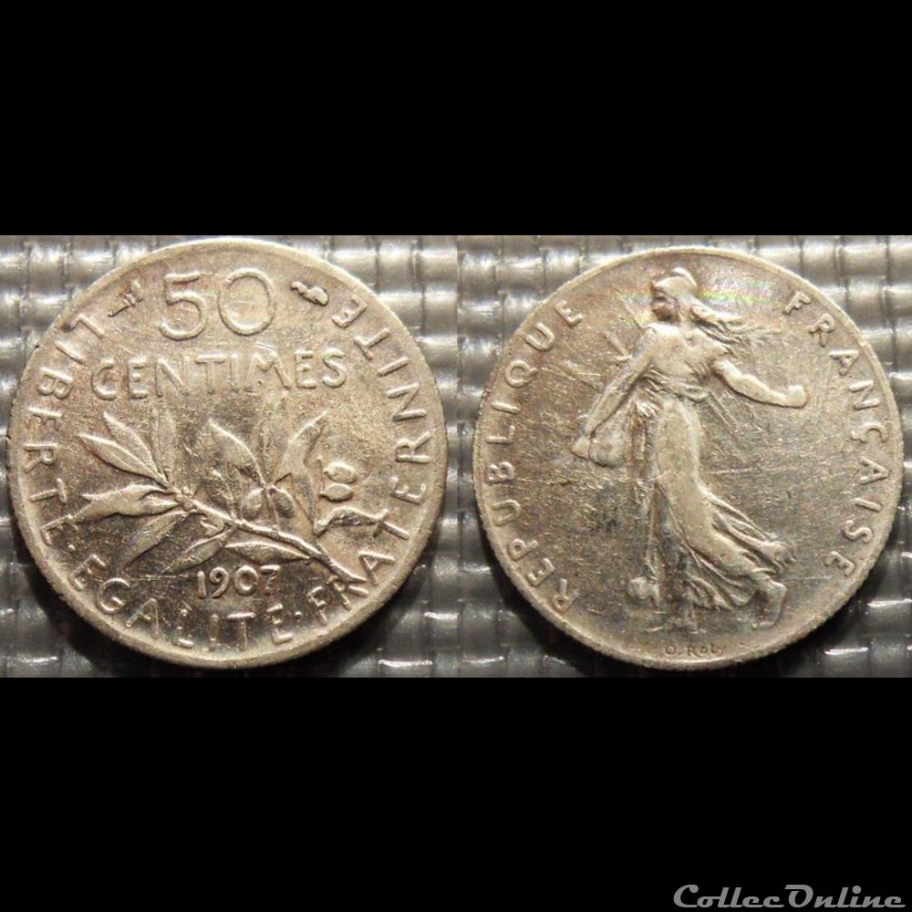 Ga 50 centimes Semeuse 1907 18mm 2.5g monnaie france moderne ga 50 centimes semeuse 1907 18mm 2 5g