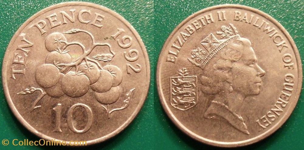 monnaie monde ile de guernesey 10 pence 1992