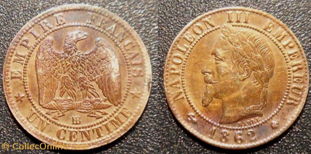 N-Napoleon III Empereur Un centime lauré 1862 BB Strasbourg monnaies monde france n napoleon iii empereur un centime laure 1862 bb strasbourg