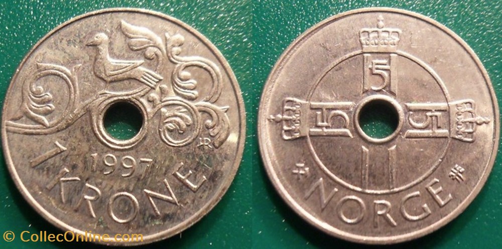 1 Krone 1997 monnaie monde norvege 1 krone 1997