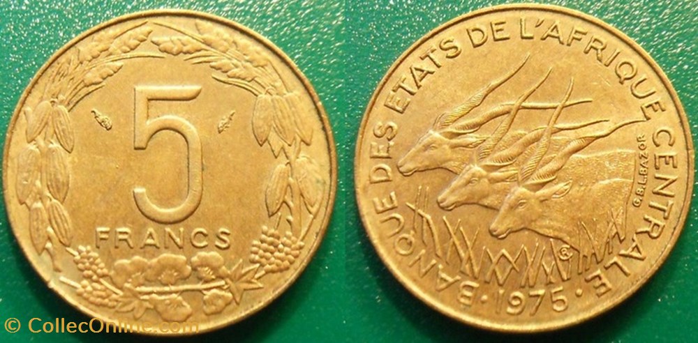 monnaie monde afrique centrale 5 francs 1975