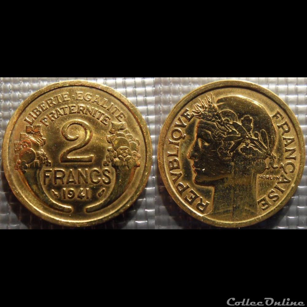 Jc 2 francs Morlon 1941 27mm 8g monnaie france moderne jc 2 francs morlon 1941 27mm 8g