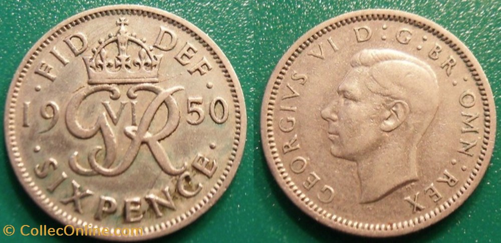 6 Pence 1950 monnaie monde royaume uni 6 pence 1950