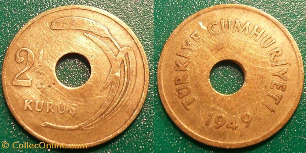 2 1/2 Kurus 1949 monnaies monde turquie 2 1 2 kurus 1949