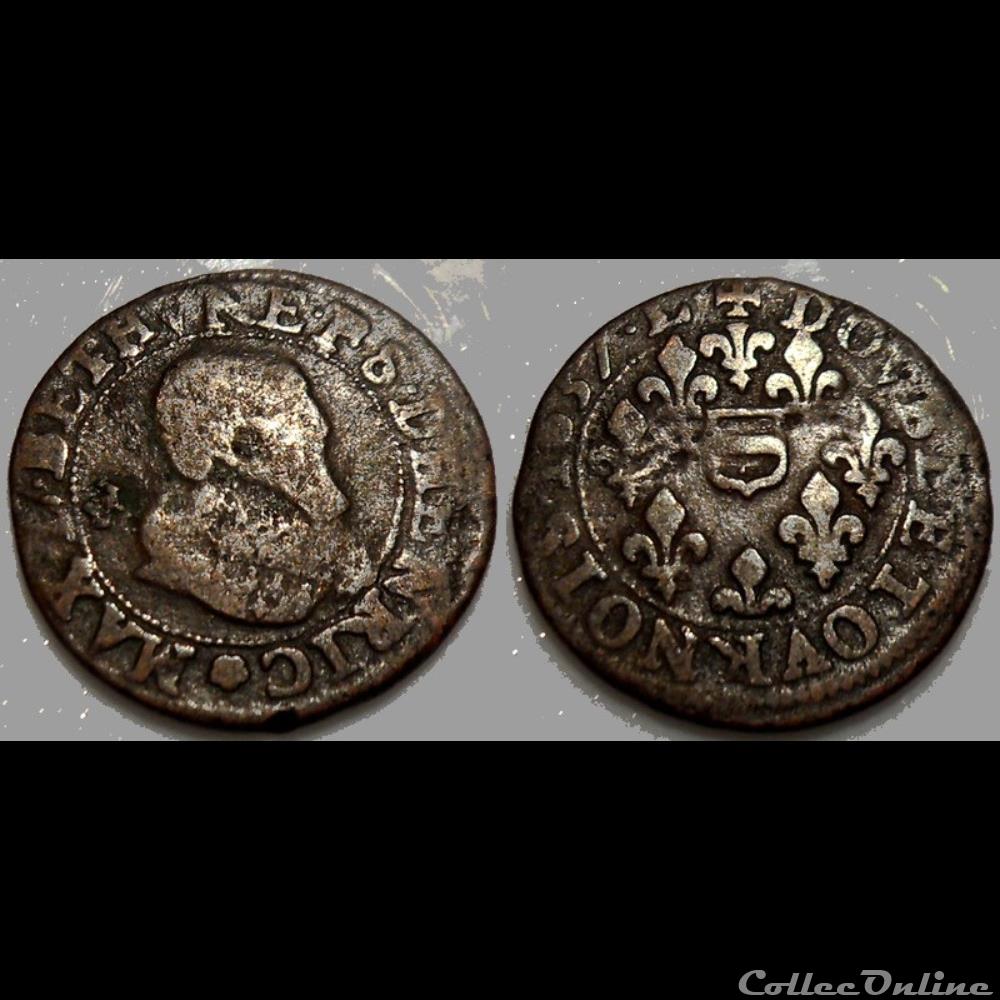 Berry Principauté de Boisbelle-Henrichemont Double Tournois 1637 monnaie france feodale berry principaute de boisbelle henrichemont double tournois 1637