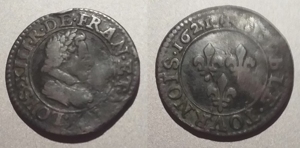 monnaies europe medievale france royales g1 louis xiii paris double tournois 1621 a paris