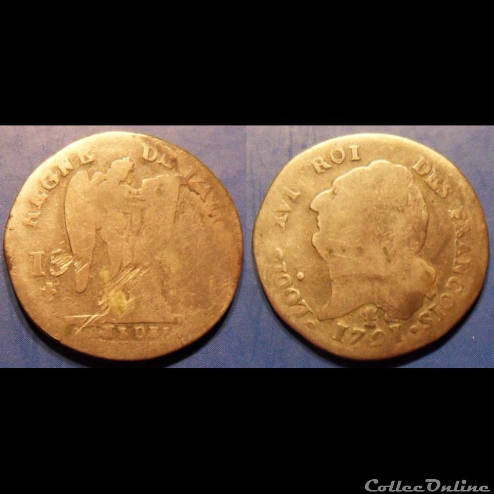 A-Constitution 15 Sols 1791 Limoges monnaie france moderne a constitution 15 sols 1791 limoges
