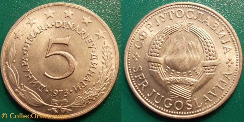5 Dinars 1973 monnaie monde yougoslavie 5 dinars 1973