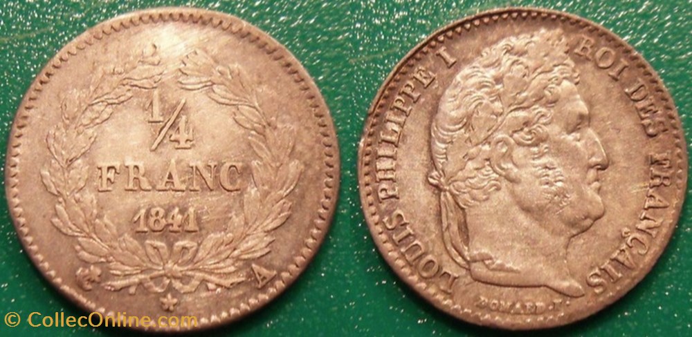G-Louis Philippe 1/4 Franc 1841 A Paris monnaie france moderne g louis philippe 1 4 franc 1841 a paris