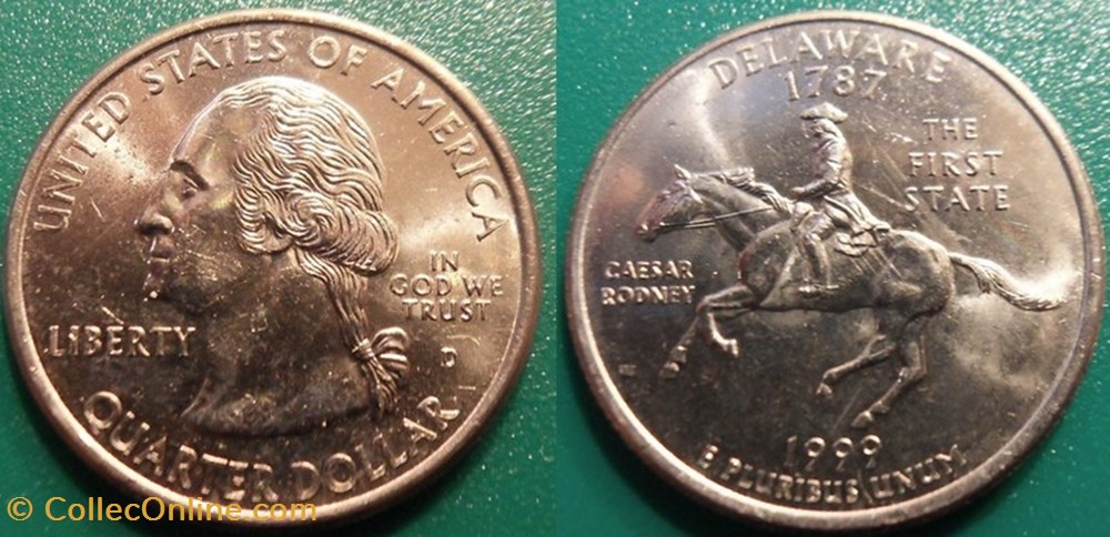 1/4 dollar 1999 D Delaware monnaie monde etat uni 1 4 dollar 1999 d delaware