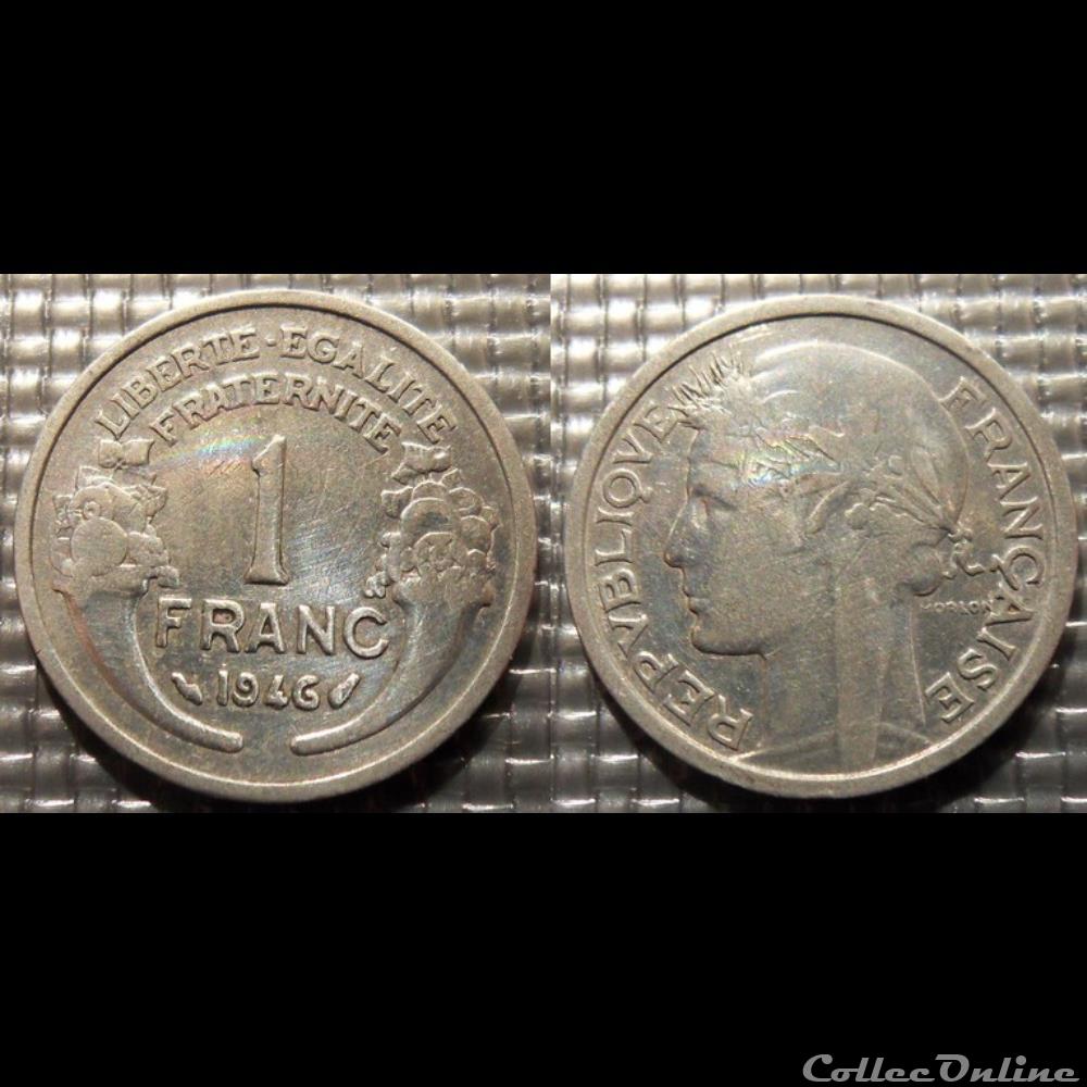 Hf 1 franc Morlon 1946 23mm 1.3g monnaie france moderne hf 1 franc morlon 1946 23mm 1 3g