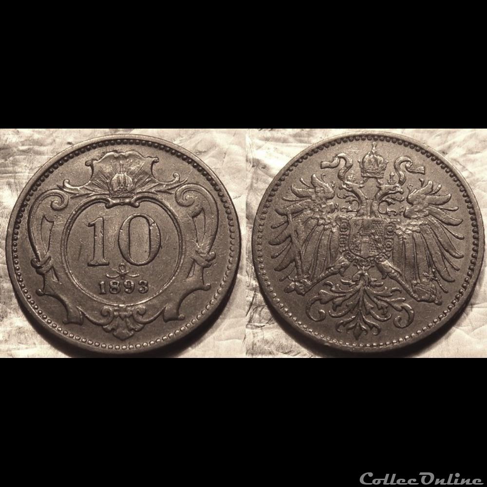 Autriche 10 heller 1893 monnaie monde autriche 10 heller 1893