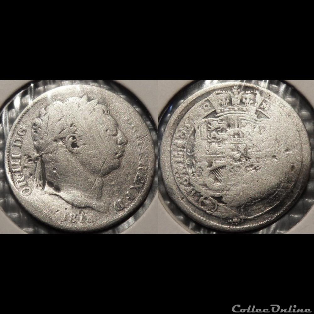 Grande Bretagne 6 Pence 1818 monnaie jeton mereaux france grande bretagne 6 pence 1818