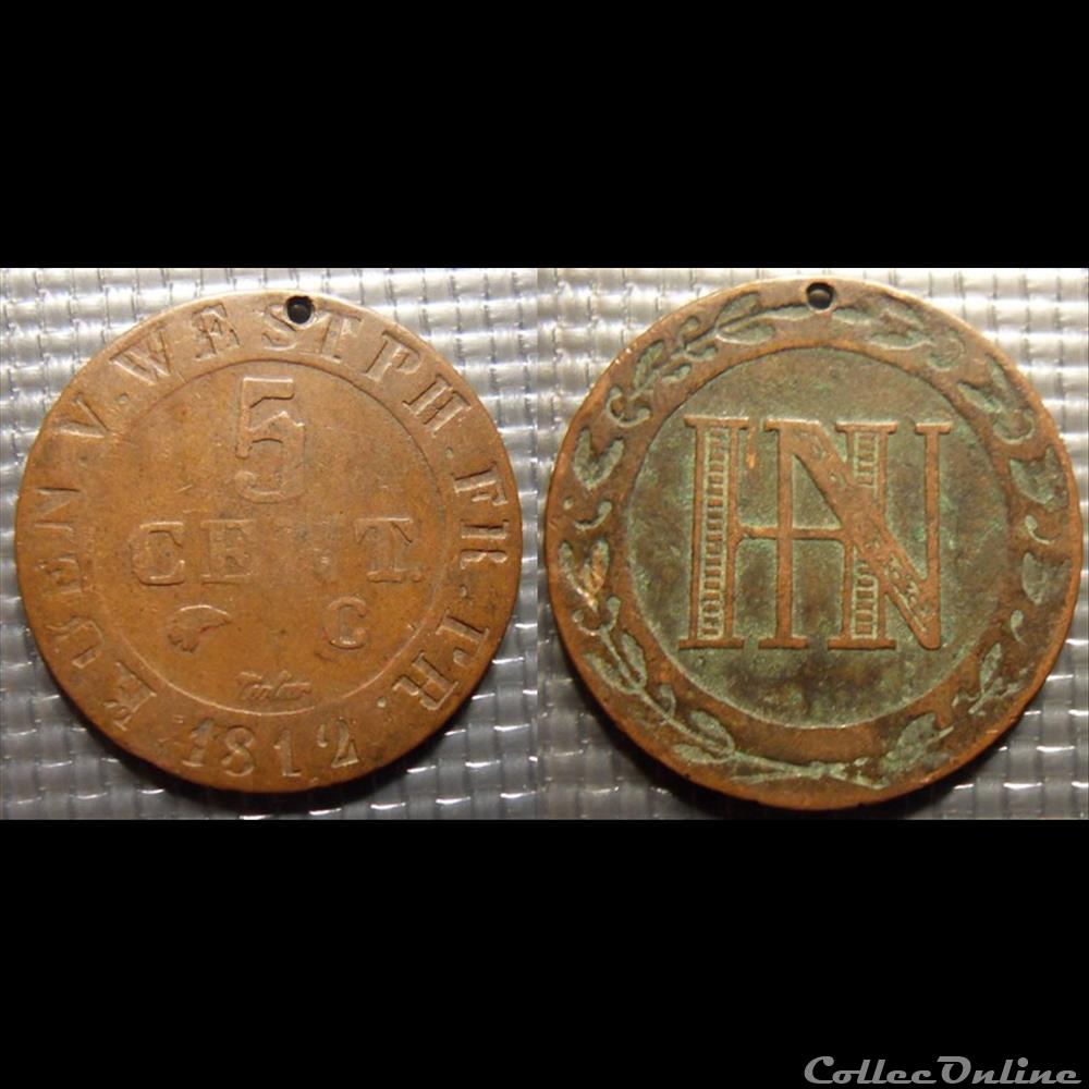 monnaie monde romaine c4 5 centimes germanie westphalie jerome napoleon