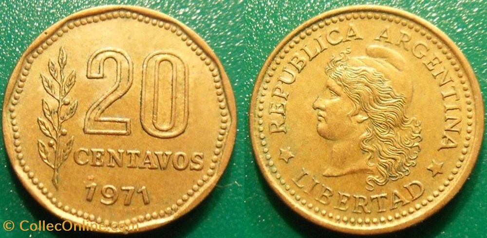 20 Centavos 1971 monnaie monde argentine 20 centavos 1971