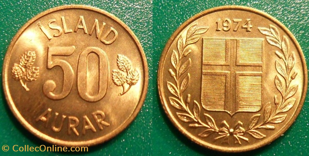 monnaie monde islande 50 aurar 1974