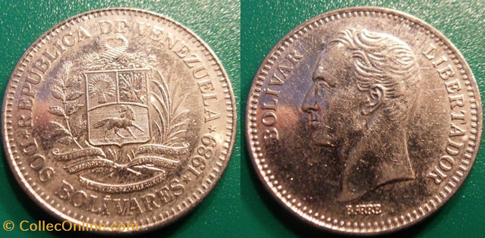2 Bolivars 1989 monnaie monde venezuela 2 bolivars 1989