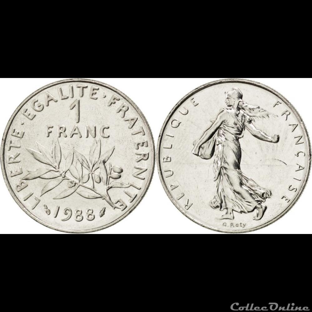 Hg 1 franc semeuse 1988 24mm 6g monnaie france moderne hg 1 franc semeuse 1988 24mm 6g