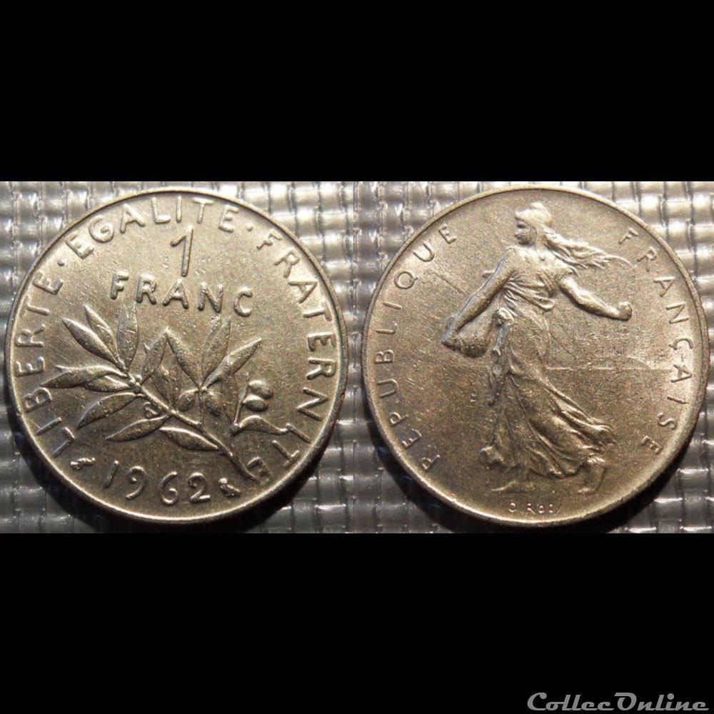 Hg 1 franc semeuse 1962 24mm 6g monnaie france moderne hg 1 franc semeuse 1962 24mm 6g