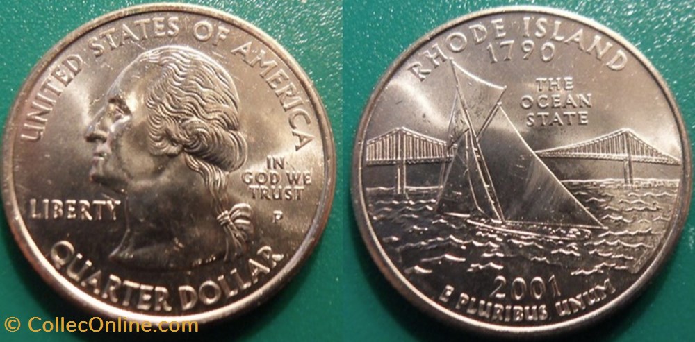 1/4 dollar 2001 P Rhode Island monnaie monde etat uni 1 4 dollar 2001 p rhode island