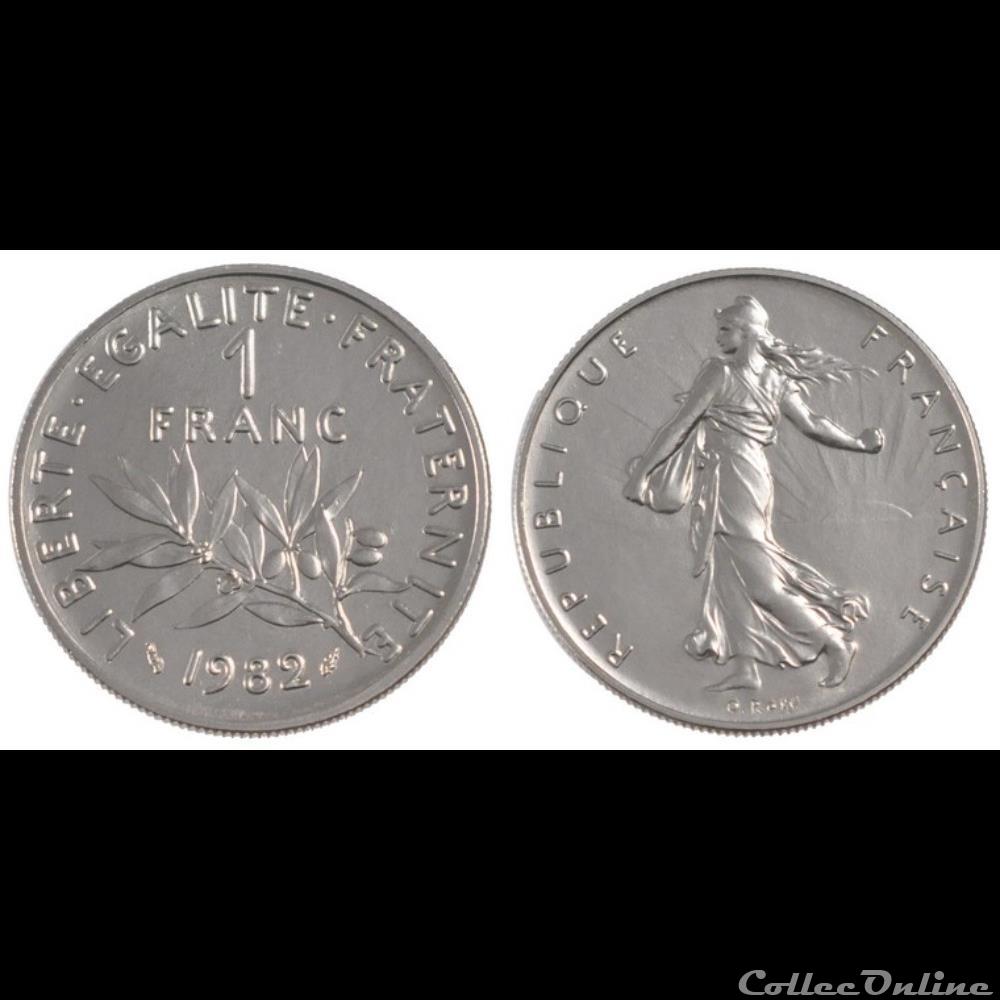 Hg 1 franc semeuse 1982 24mm 6g monnaie france moderne hg 1 franc semeuse 1982 24mm 6g