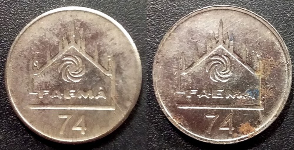 e- J etr Italie FAEMA 74 monnaies paranumismatique jetons poids e j etr italie faema 74