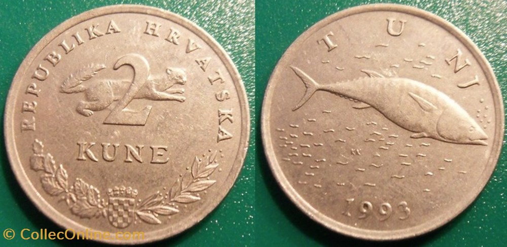 2 Kune 1993 monnaie monde croatie 2 kune 1993