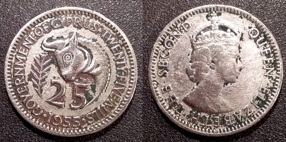 25 Mils 1955 Elizabeth II monnaies monde chypre 25 mils 1955 elizabeth ii