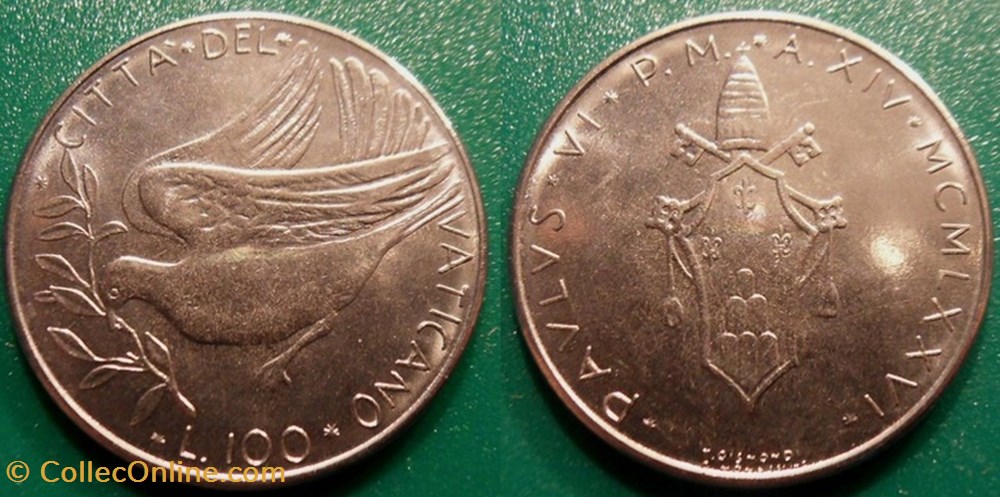 100 Lires 1976 Paul VI monnaie monde vatican 100 lires 1976 paul vi