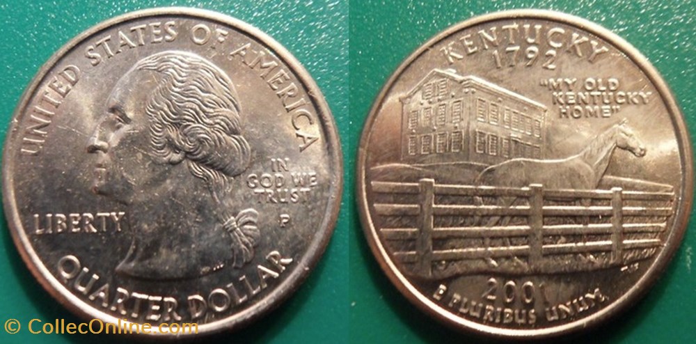 monnaie monde etat uni 1 4 dollar 2001 p kentuky
