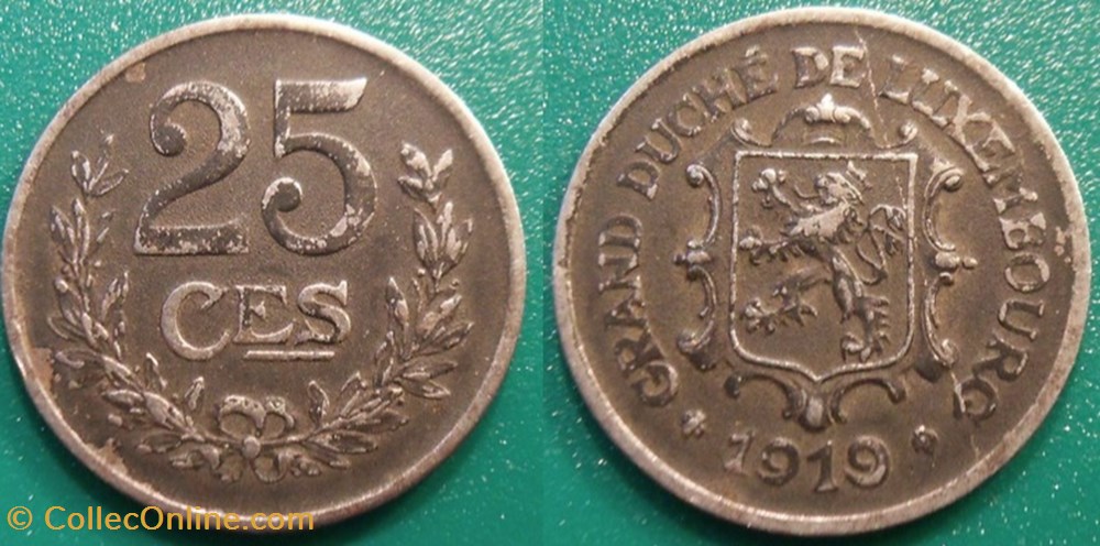 Luxembourg 25 centimes 1919 monnaie monde luxembourg 25 centimes 1919