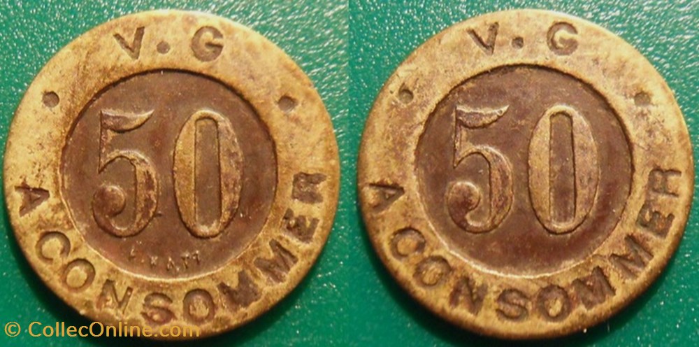 f- Jeton à consommer 50 c à Consommer V.G monnaies jetons mereaux f jeton a consommer 50 c a consommer v g