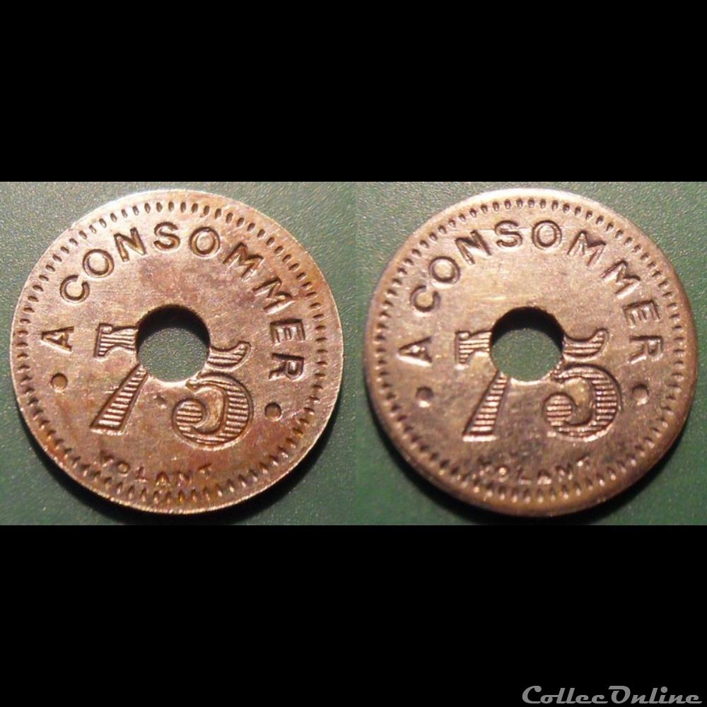 f- Jeton à consommer 75 C. monnaie mereaux f jeton a consommer 75 c