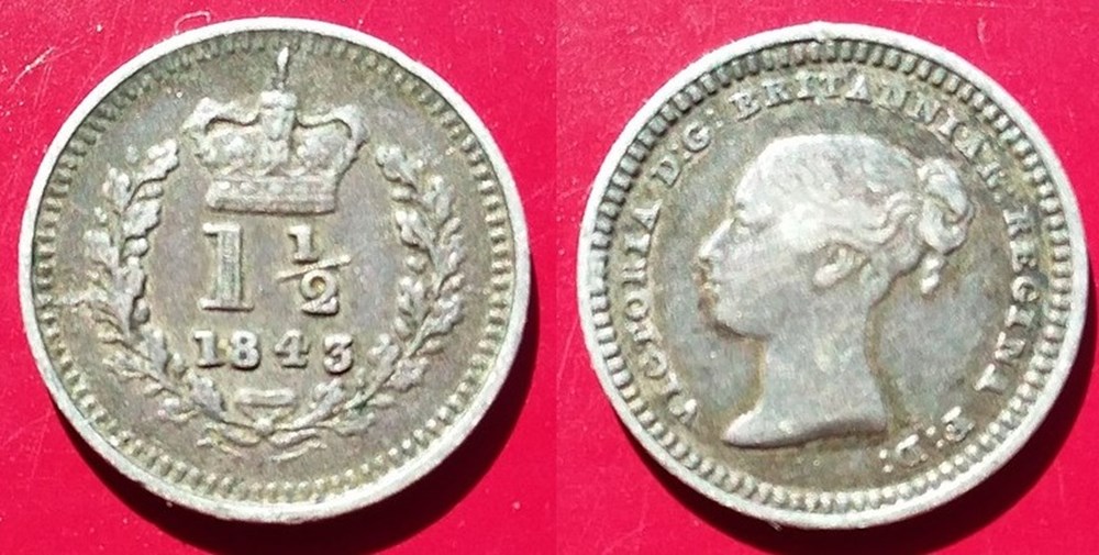 Grande Bretagne 1 1/2 Pence 1843 Victoria "tête jeune" monnaies monde royaume uni grande bretagne 1 1 2 pence 1843 victoria tete jeune